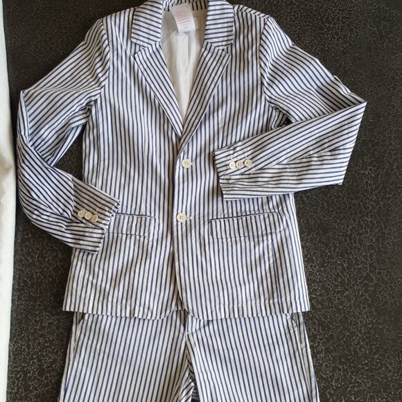 Jacadi ! 100% Cotton blue stripe blazer and shorts boy (10 YRS) - Picture 3 of 16